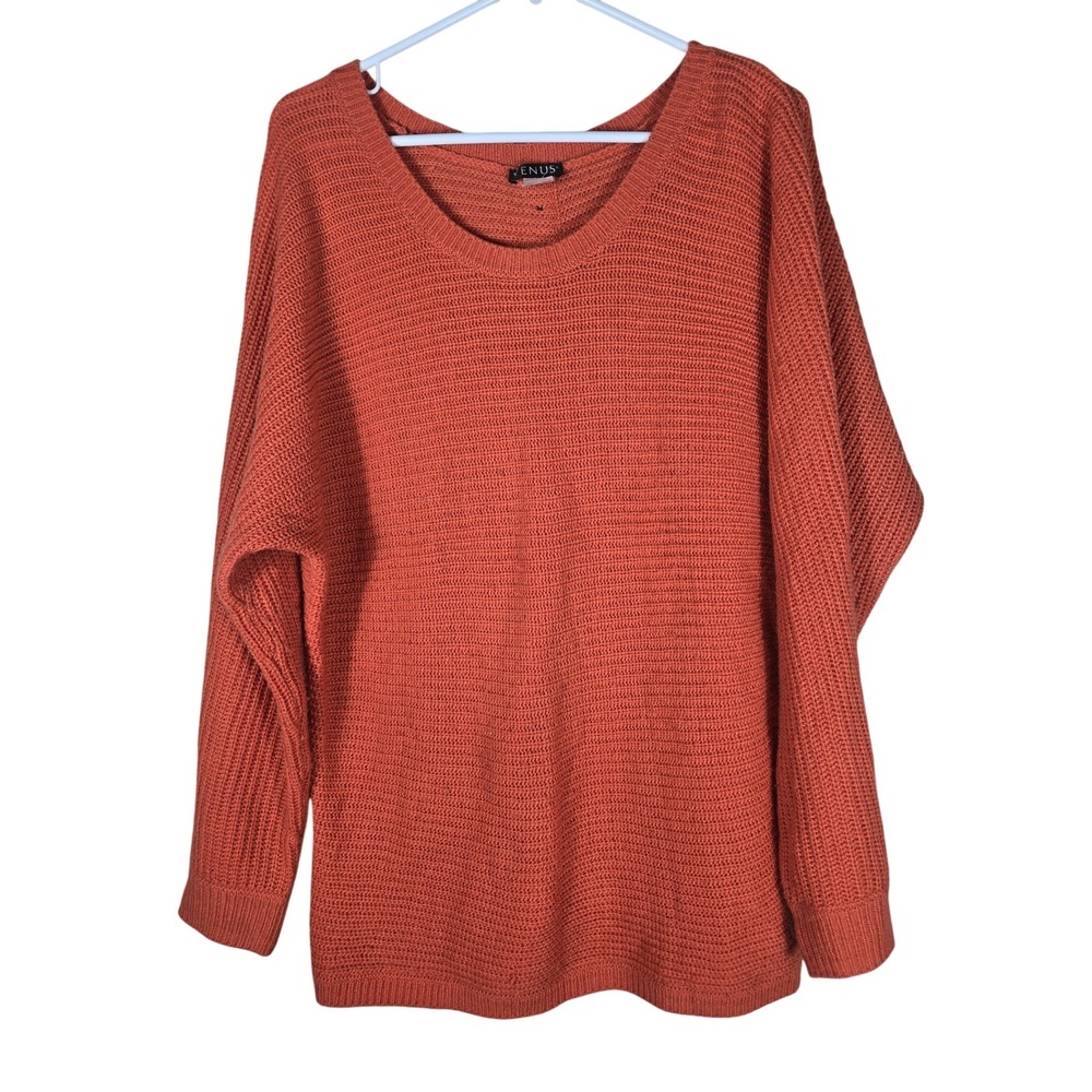 Venus Orange Reversible Button Back Knit Sweater Mens Medium Scoop Neck Slouchy
